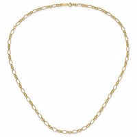 14K Yellow Gold Polished 3mm Fancy Oval and Round Link Necklace, 18" view 3