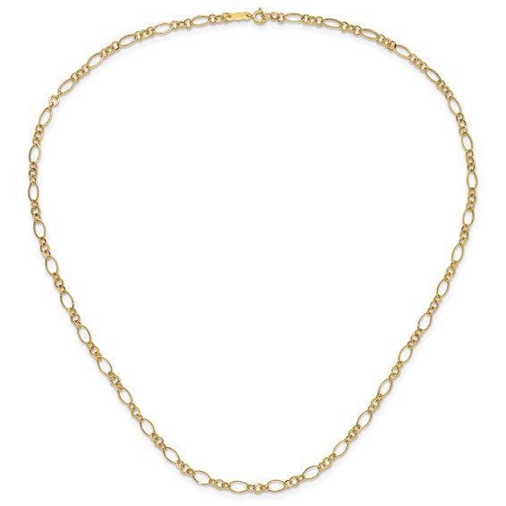 14k Polished 3mm Fancy Oval and Round Link 18 inch Necklace