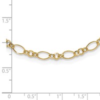14K Yellow Gold Polished 3mm Fancy Oval and Round Link Necklace, 18" view 4