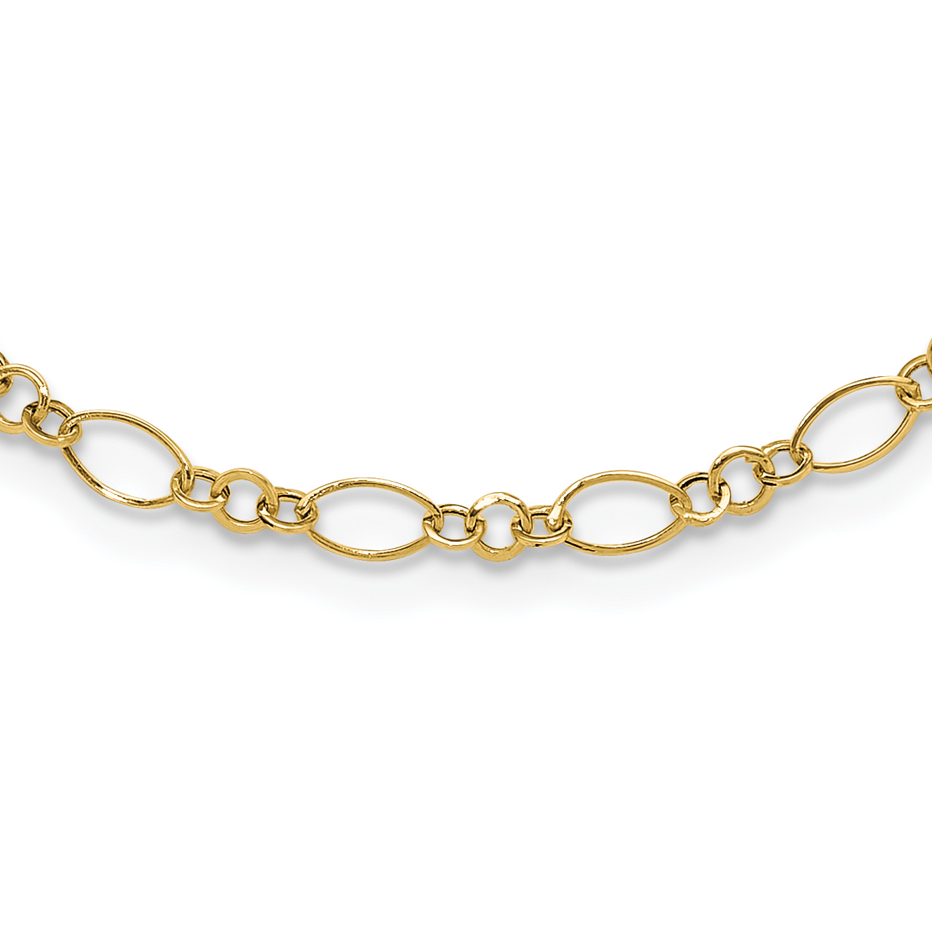 14k Polished 3mm Fancy Oval and Round Link 18 inch Necklace (SF1839-18)
