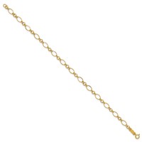 14K Yellow Gold Polished 3mm Fancy Oval and Round Link Bracelet, 7.25" view 2