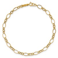 14K Yellow Gold Polished 3mm Fancy Oval and Round Link Bracelet, 7.25" view 5