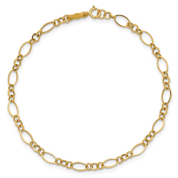 14k Polished 3mm Fancy Oval and Round Link 7.25 inch Bracelet