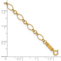 14K Yellow Gold Polished 3mm Fancy Oval and Round Link Bracelet, 7.25" view 4
