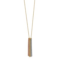 14K Tri-color Dangle Chain Necklace Plus 2 Inch Extender, 16" view 2