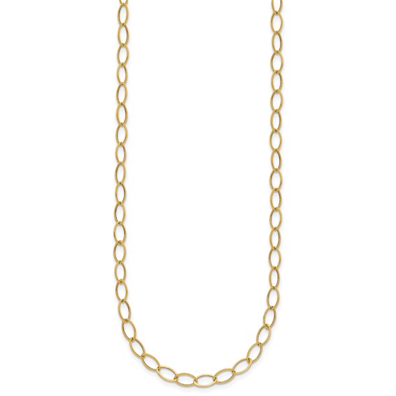 14k Polished 4mm Fancy Oval Link 18 inch Necklace