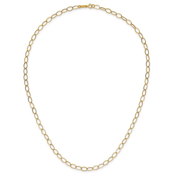 14k Polished 4mm Fancy Oval Link 18 inch Necklace