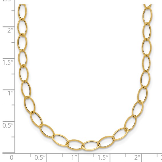 14k Polished 4mm Fancy Oval Link 18 inch Necklace