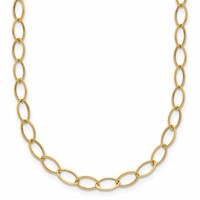 14K Yellow Gold Polished 4mm Fancy Oval Link Necklace, 18" view 1