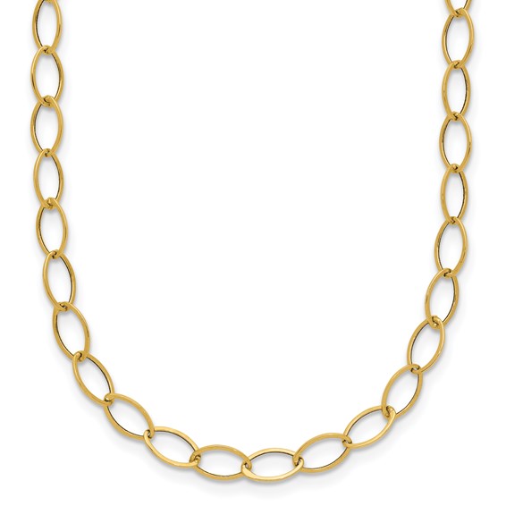 14k Polished 4mm Fancy Oval Link 18 inch Necklace