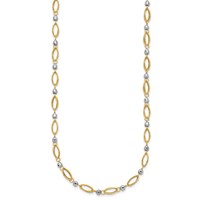 14K Two-Tone Fancy Oval Link and Mirror Bead Necklace, 18" view 2