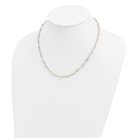 14K Two-Tone Fancy Oval Link and Mirror Bead Necklace, 18" view 4