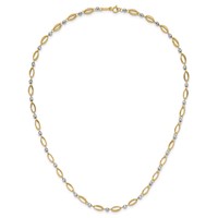 14K Two-Tone Fancy Oval Link and Mirror Bead Necklace, 18" view 5