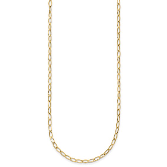 14k Polished 2.5mm Fancy Oval Link 18 inch Necklace