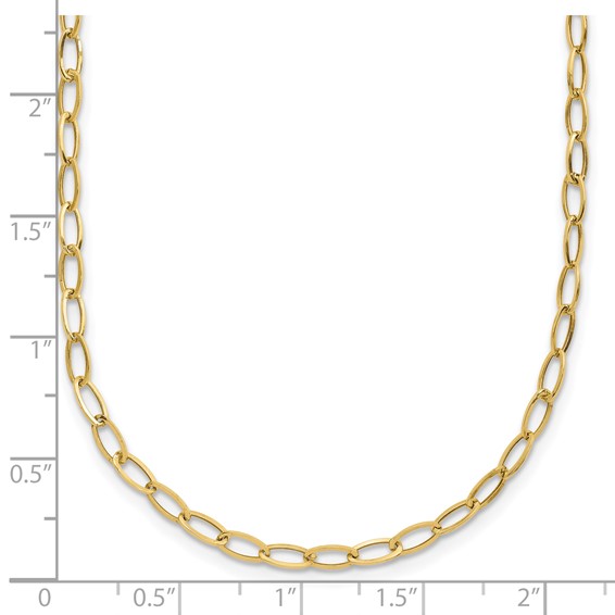 14k Polished 2.5mm Fancy Oval Link 18 inch Necklace