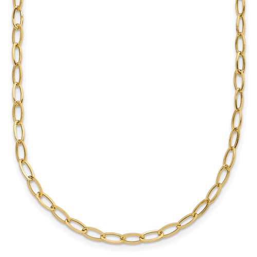 14K Yellow Gold Polished 2.5mm Fancy Oval Link Necklace, 18"