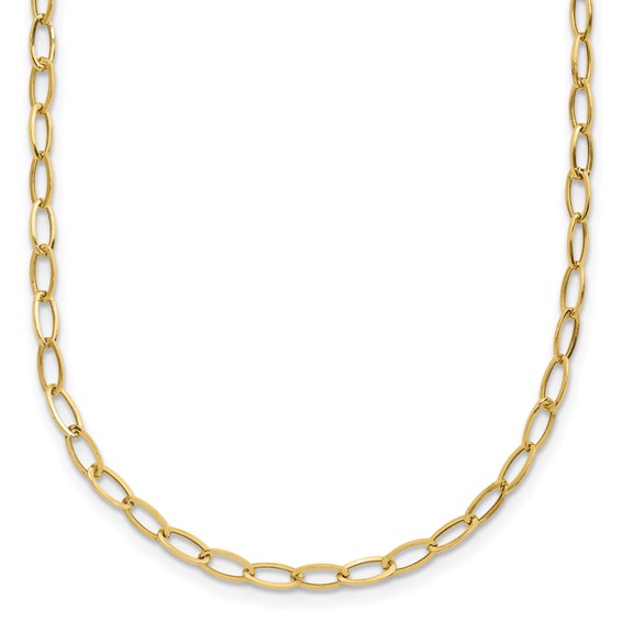 14k Polished 2.5mm Fancy Oval Link 18 inch Necklace
