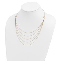 14K Yellow Gold 5-Layer Ropa Chain Bib Necklace with Textured Side Circles, 18" view 4
