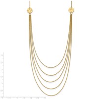 14K Yellow Gold 5-Layer Ropa Chain Bib Necklace with Textured Side Circles, 18" view 3