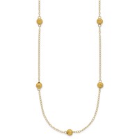 14K Yellow Gold Polished Textured Beads 7-Station Necklace, 18" view 2