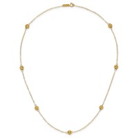 14K Yellow Gold Polished Textured Beads 7-Station Necklace, 18" view 3