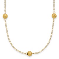 14K Yellow Gold Polished Textured Beads 7-Station Necklace, 18" view 1