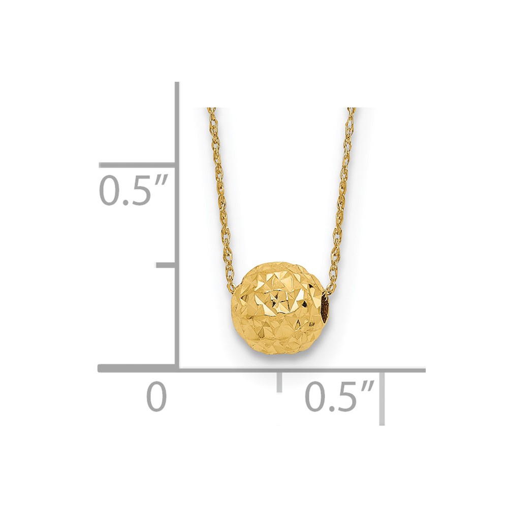 14k Polished Textured 6mm Bead 18 inch Necklace (SF1873-18)