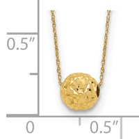14K Yellow Gold Polished Textured 6mm Bead Necklace - 18in view 3