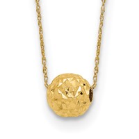 14K Yellow Gold Polished Textured 6mm Bead Necklace - 18in view 1