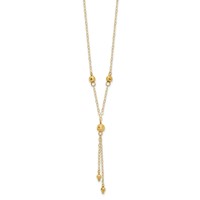 14K Yellow Gold Diamond-cut Bead Lariat Necklace Plus 2 Inch Extension - 16in view 2