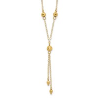 14K Yellow Gold Diamond-cut Bead Lariat Necklace Plus 2 Inch Extension - 16in view 1