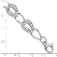 14K White Gold Polished and Textured 11mm Hollow Bracelet Plus 1 Inch Extender, 7.5" view 4