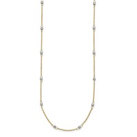 14K Two-tone Ropa Chain and Mirror Beads Station Necklace Plus 2 Inch Extender - 16in view 2