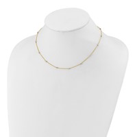14K Two-tone Ropa Chain and Mirror Beads Station Necklace Plus 2 Inch Extender - 16in view 3