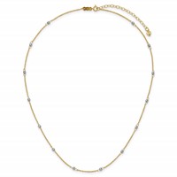 14K Two-tone Ropa Chain and Mirror Beads Station Necklace Plus 2 Inch Extender - 16in view 4