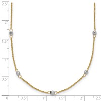 14K Two-tone Ropa Chain and Mirror Beads Station Necklace Plus 2 Inch Extender - 16in view 5