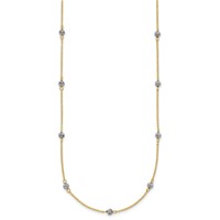 14K Two-tone Diamond-cut Beads Station Necklace Plus 2 Inch Extender - 16in view 2