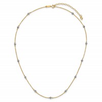 14K Two-tone Diamond-cut Beads Station Necklace Plus 2 Inch Extender - 16in view 3