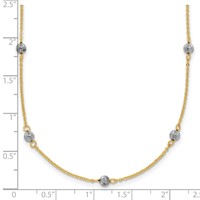 14K Two-tone Diamond-cut Beads Station Necklace Plus 2 Inch Extender - 16in view 4