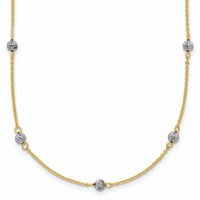 14K Two-tone Diamond-cut Beads Station Necklace Plus 2 Inch Extender - 16in view 1