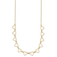 14K Yellow Gold Open Flat Hearts Necklace Plus 2 Inch Extender, 16" view 2