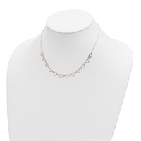 14K Yellow Gold Open Flat Hearts Necklace Plus 2 Inch Extender, 16" view 4