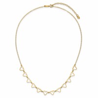 14K Yellow Gold Open Flat Hearts Necklace Plus 2 Inch Extender, 16" view 5