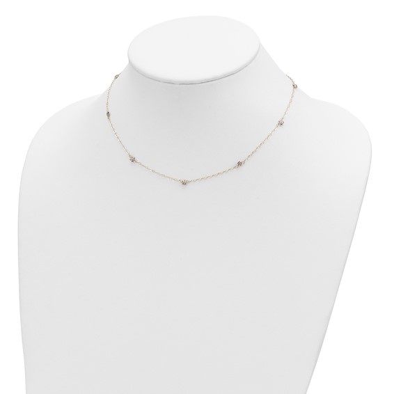 14K Two-tone Diamond-cut Stars with Oval Chain 16 inch Station Necklace Plus 2 inch Extender