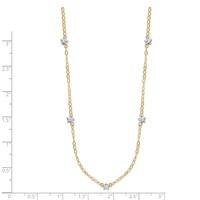 14K Two-tone Diamond-cut Stars with Oval Chain Station Necklace Plus 2 Inch Extender, 16" view 2
