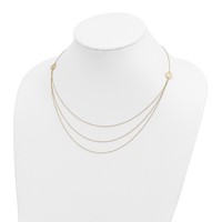14K Yellow Gold 3-Layer Ropa Chain Bib with Textured Side Circles Necklace Plus 2 Inch Extender - 16in view 4