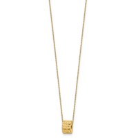 14K Yellow Gold Rope Chain with Textured Barrel Bead Necklace Plus 2 Inch Extension, 16" view 2