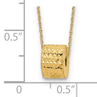 14K Yellow Gold Rope Chain with Textured Barrel Bead Necklace Plus 2 Inch Extension, 16" view 3