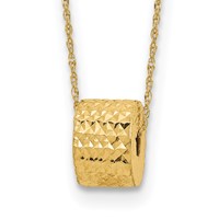 14K Yellow Gold Rope Chain with Textured Barrel Bead Necklace Plus 2 Inch Extension, 16" view 1