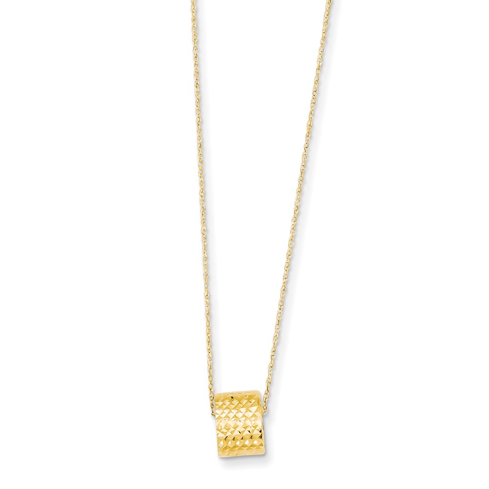 14k 14kt Yellow Gold Rope Chain w/ Barrel Bead w/ 2in Extension ...